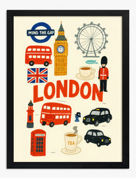 London Charm Art Print - Black