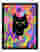 Vibrant Cat Blooms Art Print - Black