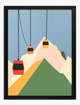 Mountain Cable Adventure Art Print - Black