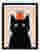 Black Cat & Apple Whimsy Art Print - Black