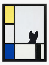Mondrian Cat Pop Art Print - Black