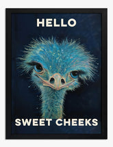 Cheeky Ostrich Greetings Art Print - Black