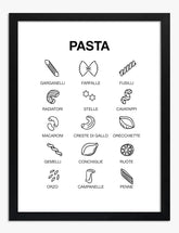 Pasta Shapes Delight Art Print - Black