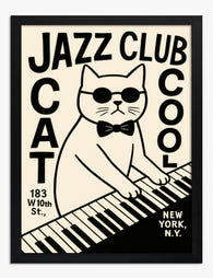 Cool Cat Jazz Vibes Art Print Black