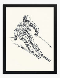 Minimalist Skier in Motion Art Print Black