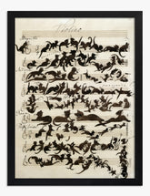 Musical Cat Whimsy Art Print Black Frame