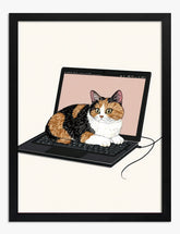 Catnap on the Keyboard Art Print - Black