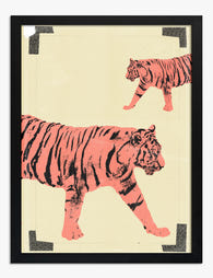 Pink Tiger Pop Duo Art Print - Black