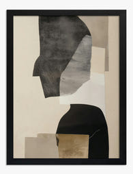 Modern Shadows Collage Art Print - Black