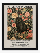 Black Cat & Floral Elegance Art Print - Black