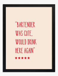 Charming Bartender Quote Art Print - Black