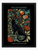 William Morris Cat Charm Art Print - Black