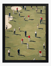 Golfers on the Green Art Print - Black