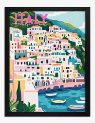 Amalfi Coast Dream Art Print - Black