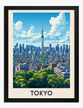Tokyo Skyline Charm Art Print - Black