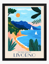 Livorno Coastal Escape Art Print - Black