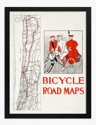 Vintage Bicycle Map by Penfield Art Print Black