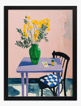 Matisse Inspired Floral Table Art Print Black