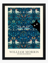 Morris Cat & Songbirds Art Print - Black