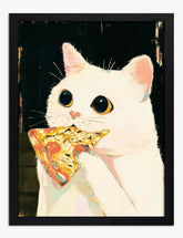 Quirky Cat Delight Art Print Black