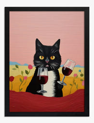 Cheers to Feline Charm Art Print - Black