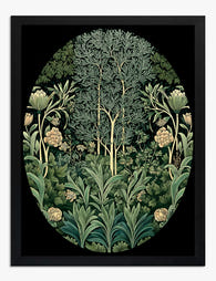 Enchanted Nouveau Garden Art Print - Black