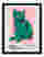 Warhols Green Cat Art Print - Black