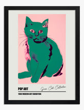 Warhols Green Cat Art Print - Black