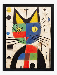 Playful Miro Cat Portrait Art Print - Black