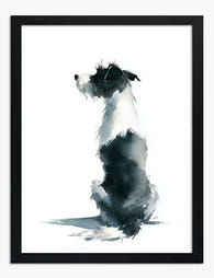 Black & White Terrier Muse Art Print Black