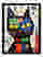 Miro-Inspired Colorblock Cat Art Print - Black