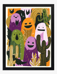 Playful Desert Spirits Art Print - Black