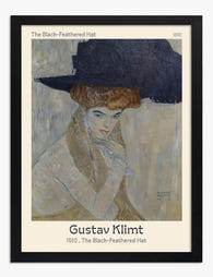 The Black Feathered Hat by Klimt Art Print - Black