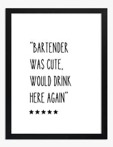 Bartender Charm Quote Art Print - Black