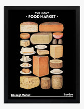 London Cheese Night Market Art Print - Black