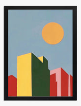 Vibrant Urban Sunrise Art Print - Black