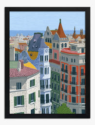 Gaudí Dreamscape Barcelona Art Print - Black