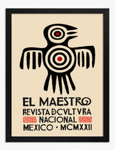 Aztec Bird Emblem Art Print - Black