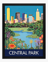 Central Park Skyline Glow Art Print - Black