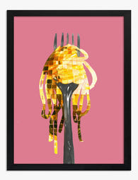 Disco Spaghetti Delight Art Print - Black