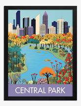 Modern Central Park View Art Print - Black