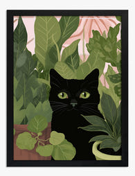 Green-Eyed Companion Art Print - Black