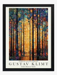 Klimt Golden Forest Art Print - Black