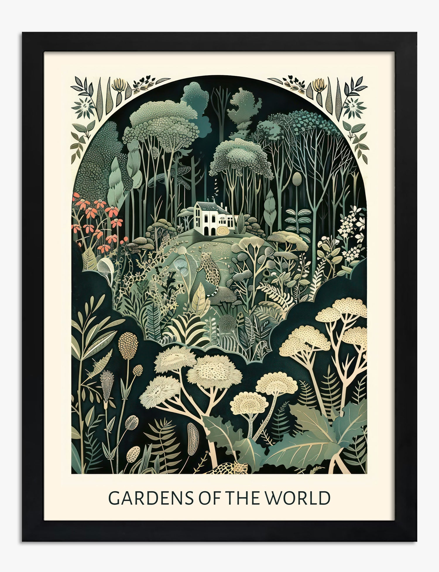 Enchanted Garden Vista Art Print - Black