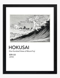 Hokusai Wave Mount Fuji Art Print Black