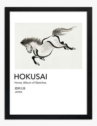 Hokusai Horse Sketch Art Print Black