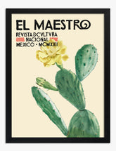 Mexican Cactus Bloom Art Print - Black
