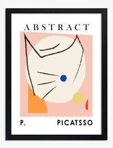 Picasso Cat Abstract Art Print - Black