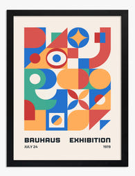 Modern Bauhaus Geometry Art Print - Black