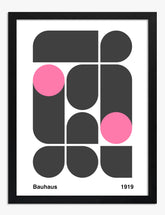 Bauhaus Pink Geometry Art Print - Black